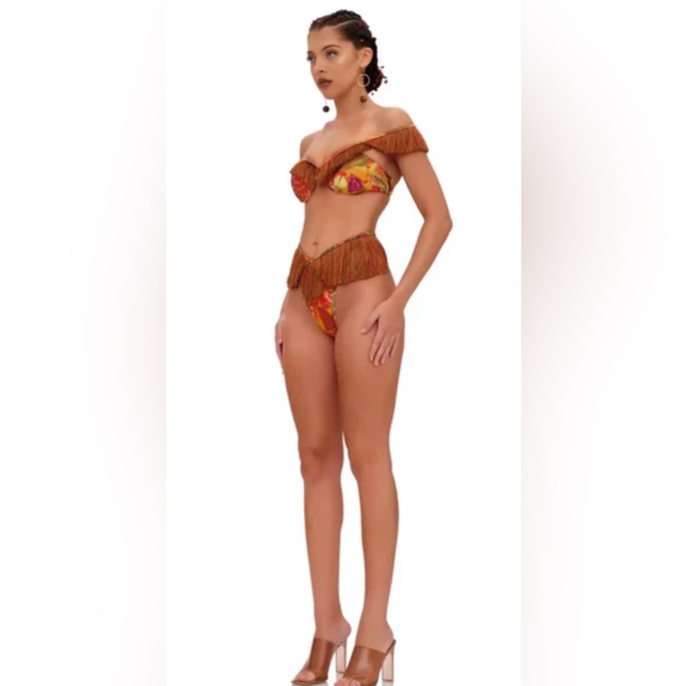 Andrea Iyamah EYO BIKINI - KOLA Multicolor Fringe Off-Shoulder Bikini - Picture 3 of 5
